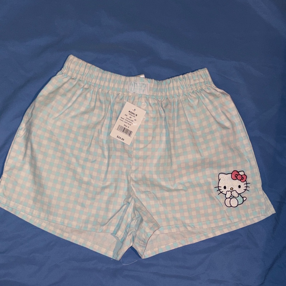 Hello Kitty Light Blue Checkered Shorts